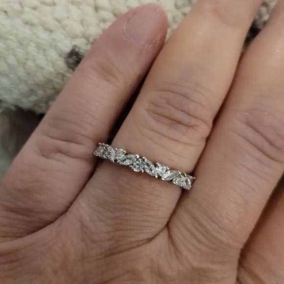 - -Beautiful Lux Petite Pear& Round Cut Lab Created Diamond Band - Picture 7 of 16